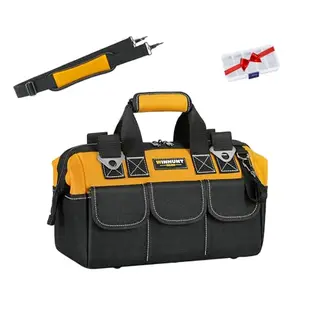 WINHUNT Werkzeugtasche, 33 x 20 x 25 cm, verstellbarer Gurt, robuster Gummigriff, groß, Gelb