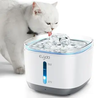 EUGAD Katzenbrunnen kabellos, 2,5L, mit Bewegungsmelder, 4-fach Filterung, ultraleise, 5000mAh Akku, Edelstahl-Tablett
