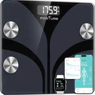 Posture Personenwaage mit 13 Messwerten, BMI-Gesundheitsmonitor, Bluetooth, bis 180kg