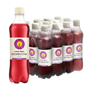 Carpe Diem Kombucha Classic Schorle | Erfrischendes fermentiertes Teegetränk | 12x 0,5 l PET