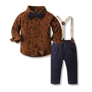 xuntao Baby Jungen Anzug Set mit Hemd, Fliege und Hosenträger - Party Outfit für 9-12 Monate