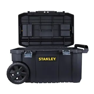 STANLEY Werkzeugbox Montagebox, 50L, Metallverschlüsse, Teleskopgriff, stabile Räder – ideal für Werkzeuge