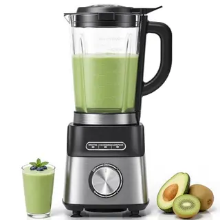 AMZCHEF Standmixer Glas – 1200W Hochleistungs-Smoothie Mixer mit 6 Klingen & 5-Stufen-Regler