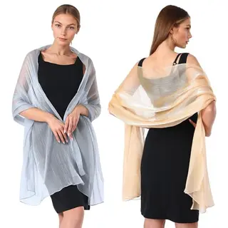VGECEE 2er Set Damen Chiffon Schal für Abendkleider - Elegante Stola für Hochzeit (200 x 68 cm)