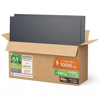 Solarway 500W Bifazial Solarpanel, schwarz, für Balkonkraftwerk