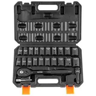 VEVOR Profi Steckschlüsselsatz 23-tlg. aus Cr-V-Stahl, inkl. Werkzeugkoffer, 7/16"-1" Stecknüsse, Schlagschrauber, Metrisch