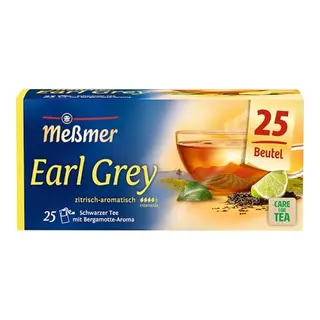 Meßmer Earl Grey - Feiner Schwarztee mit Bergamotte-Aroma, 25 Teebeutel