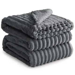RUIKASI Flauschige Kuscheldecke Grau - 220x240cm XXL Sofadecke für Wohnzimmer