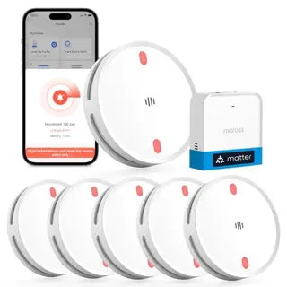 Meross Matter Rauchmelder mit MSH450 Hub, WLAN-Feuermelder