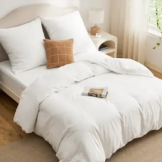 BEDSURE Bettwäsche Set 240x220 cm mit Spannbettlaken - ÖKO-TEX Mikrofaser, 4-teilig in Weiß