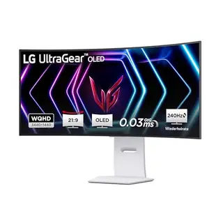 LG Ultragear 39 Zoll Curved Gaming-Monitor UHD OLED, 240Hz, FreeSync, HDR True Black 400, 2x HDMI 2.1, Weiß