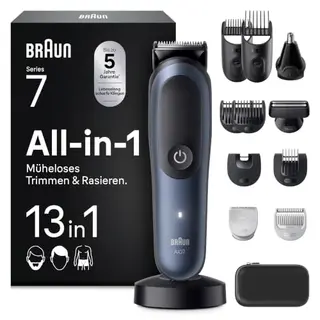 Braun Multigroom Series 7 All-in-One Trimmer, 13-in-1, mit 14 Längeneinstellungen, kabellos und wasserfest