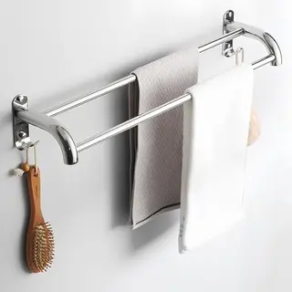 Byfoyif Ausziehbarer Handtuchhalter 43-75CM, Edelstahl, selbstklebend für Bad und Küche, Silber