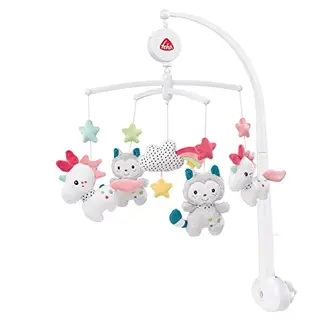 Fehn Musik-Mobile Aiko & Yuki - Baby Einschlafhilfe mit süßen Tieren - Spieluhr für Babys von 0–5 Monaten