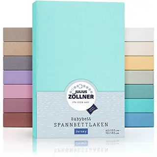 Julius Zöllner Spannbettlaken für Baby- & Kinderbett, 100% Baumwolle, mint, 2er Pack