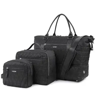 TANTOMI Damen-Reisetaschen Set, 3-teilig, Leichte Weekender, Handgepäck, Schwarz