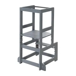 roba Lernturm nach Montessori – Sicherer Tritthocker für Kinder, ideal als Küchenhelfer, belastbar bis 80 kg, in Holz anthrazit
