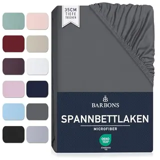 Spannbettlaken 180x200cm, 35cm Tiefe, Mikrofasermaterial, dunkelgrau, für Boxspring- und dicke Matratzen, Oeko-TEX