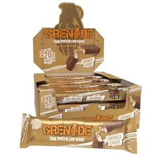 Grenade Proteinriegel Caramel Chaos – Proteinreich & Zuckerarm, 12 x 60 g