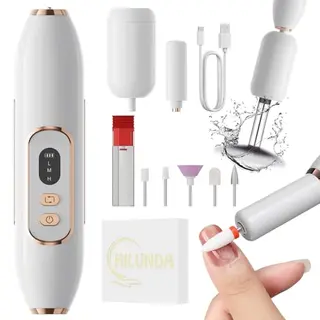 HiLUNDA Tragbarer Elektrischer Nagelfräser - 2 in 1 Kabelloses Set für Gelnägel und Reinigung von Make-up Pinseln
