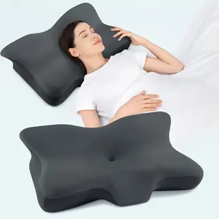 LOFTER Memory Foam Kissen, ergonomisch, anti-Schnarch, stützend für Seiten-, Rücken- und Bauchschläfer, dunkelgrau