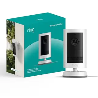 Ring Außenkamera Plus mit Netzstecker (Outdoor Camera Plus, neueste Generation) | 2K-Weitwinkelvideo | Kabellose Überwachungskamera zur Selbstinstallation