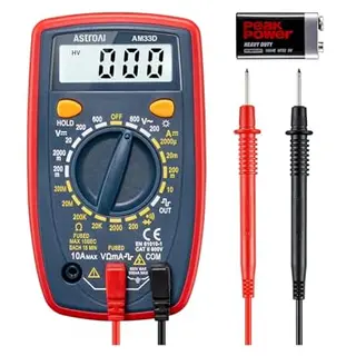 AstroAI Digital Multimeter - AC/DC Voltage, DC Current, Resistance, Diode & Continuity Tester mit großer LCD-Anzeige und Hintergrundbeleuchtung