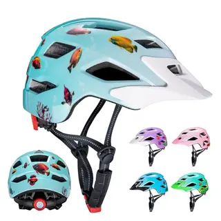 SIFVO Kinderfahrradhelm 48-51 cm, verstellbar, atmungsaktiv, abnehmbares Visier (Blassblau Aqua) für 3-5 Jahre