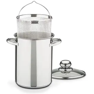 GSW Spargeltopf mit Glasdeckel, 4,2 L, Edelstahl, rostfrei, für Spargel, Pasta und Gemüse, induktionsfähig, Silber