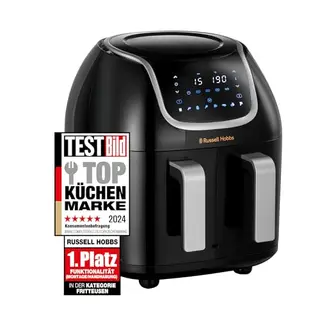 Russell Hobbs Heißluftfritteuse Doppelkammer mit 2 x 4,25l, 8 Programme, touchbedient, spülmaschinenfest, Modell 27290-56S