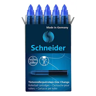 Schneider Rollerpatrone One Change, 5 Stück, dokumentenecht, nicht löschbar, blau