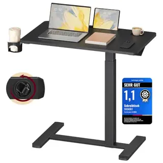 VASAGLE Beistelltisch mit Rollen, mobiler Stehtisch, 80 x 45 cm