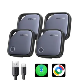 UGREEN FineTrack Duo 4er Pack GPS-Tracker, kompatibel mit Apple Find My & Google Find Hub, für Schlüssel, Rucksack & Koffer, 12 Monate Laufzeit