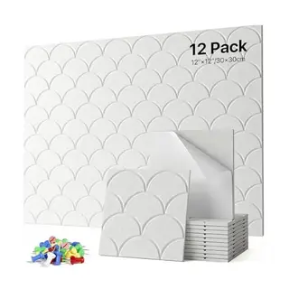 Sanoneinch 120x90 cm Pinnwand aus Filz, 12er Set, selbstklebend, für Büro, Zuhause, Vision Board, Fotowand, Memotafel mit 35 Pinnnadeln (Weiß)