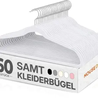 HOUSE DAY Samt Kleiderbügel, 60 Stück, rutschfest, drehbarer Haken, schwarz