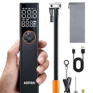AstroAI Elektrische Fahrradpumpe, 150PSI Mini Akku Pumpe für alle Ventile, ideal für Stadtrad, Rennrad und Mountainbike, Orange