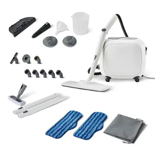 Amazon Basics Dampfreiniger mit 22 Zubehörteilen, 1,5-Liter-Tank, 1500 W, weiß