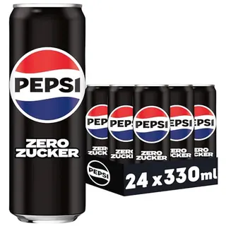 Pepsi Zero Zucker zuckerfreie Cola, koffeinhaltig, 24 Dosen à 0,33 l