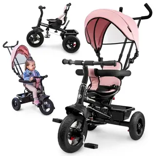 HyperMotion 3-in-1 Dreirad für Kinder 1-4 Jahre, bis 20 kg - mit höhenverstellbarem Schubgriff, Rosa