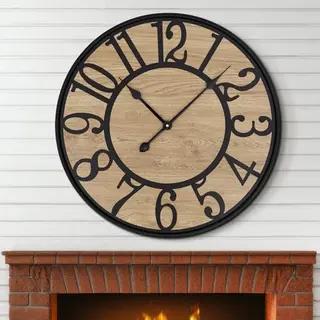 Maxstar Wanduhr 34 cm, modern & leise, Retro-Vintage mit Metallrahmen für Wohnzimmer Schlafzimmer Küche Büro, schwarz