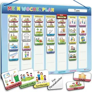 LIKARTO® Wochenplaner für Kinder - Montessori Aufgabenplaner & Magnettafel
