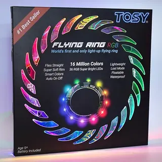 TOSY Flying Ring mit 12 LEDs – wasserdichtes Spielzeug für Pool, Strand & Camping, superhell, Lost-Mode, auto-Aufleuchtend, Blau