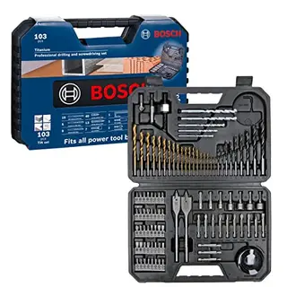 Bosch Professional 103tlg. Bohrer- und Bit Set Titanium Box für Holz, Stein und Metall