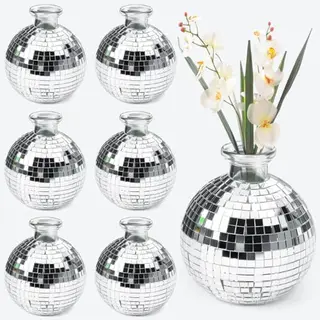 VGECEE 6er Set Disco Ball Vase - Deko Kugel Pflanzentopf für Tisch, Party und Hochzeit (3,5" x 4")