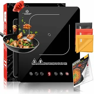 KESSER® Induktionskochplatte mit 28cm, 9 Heizstufen, Timer, Touch-Steuerung, Booster, inklusive Reinigungstücher & Rezeptbuch