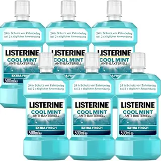 LISTERINE Cool Mint 6 x 500 ml - Antibakterielle Mundspülung mit Minzgeschmack für optimale Zahnpflege