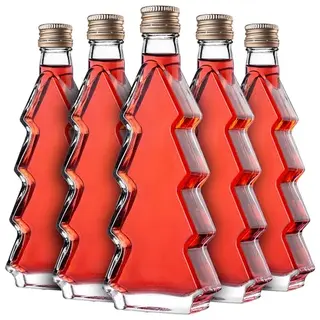 KADAX 5er Set Glasflaschen 200ml mit Schraubverschluss – Leere Flaschen zum Befüllen für Likör, Schnaps, Öl, Essig & Sirup