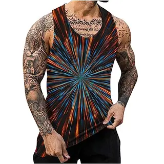 KOG Tank Top Herren Sport Muskelshirt Ärmellos Baumwolle Freizeit Shirt 3XL Schwarz