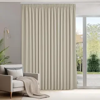 Deconovo blickdichte Gardinen mit Kräuselband, Hitzeschutz, creme