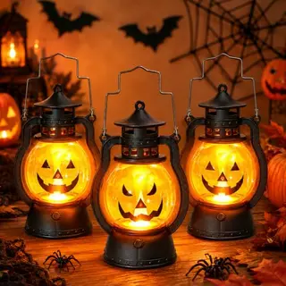 Halloween Laterne, 3 Stück Halloween Deko Kürbis Laterne
